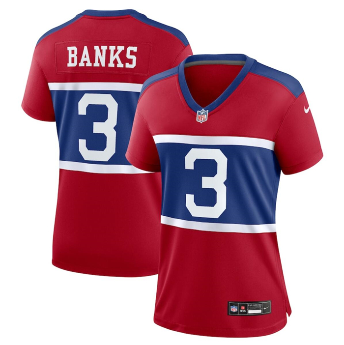Women's New York Giants #3 Deonte Banks Century Red Alternate Vapor Limited Stitched Football Jersey(Run Small)